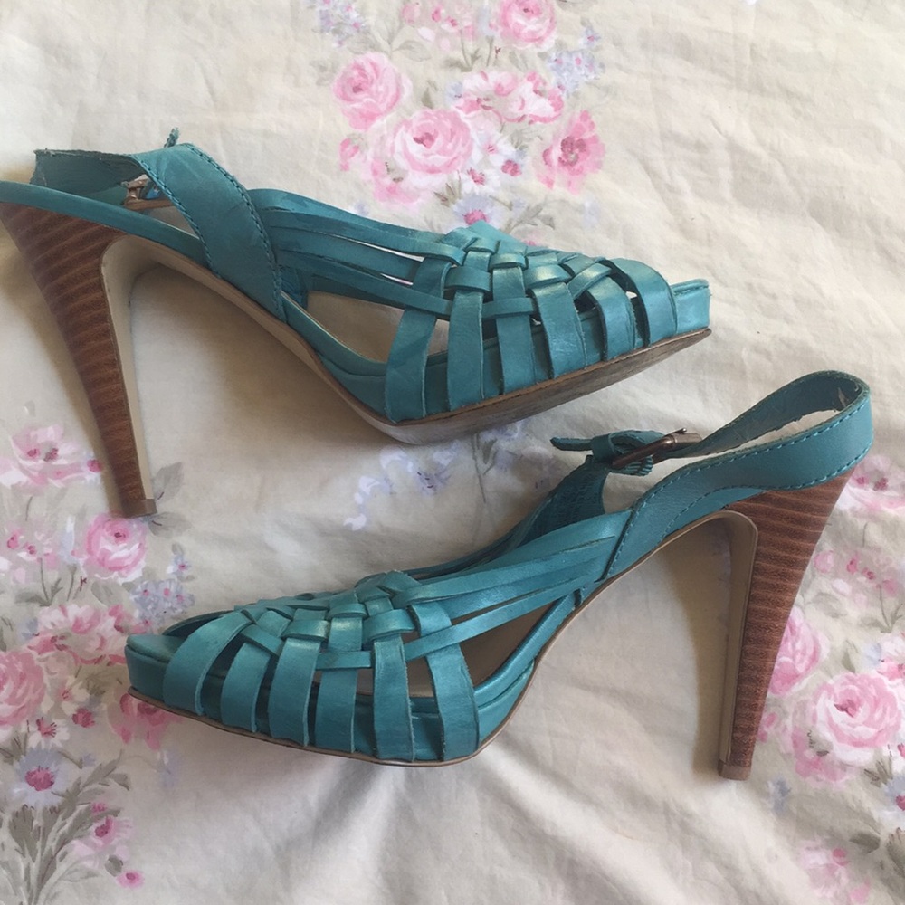 Turquoise sling backs